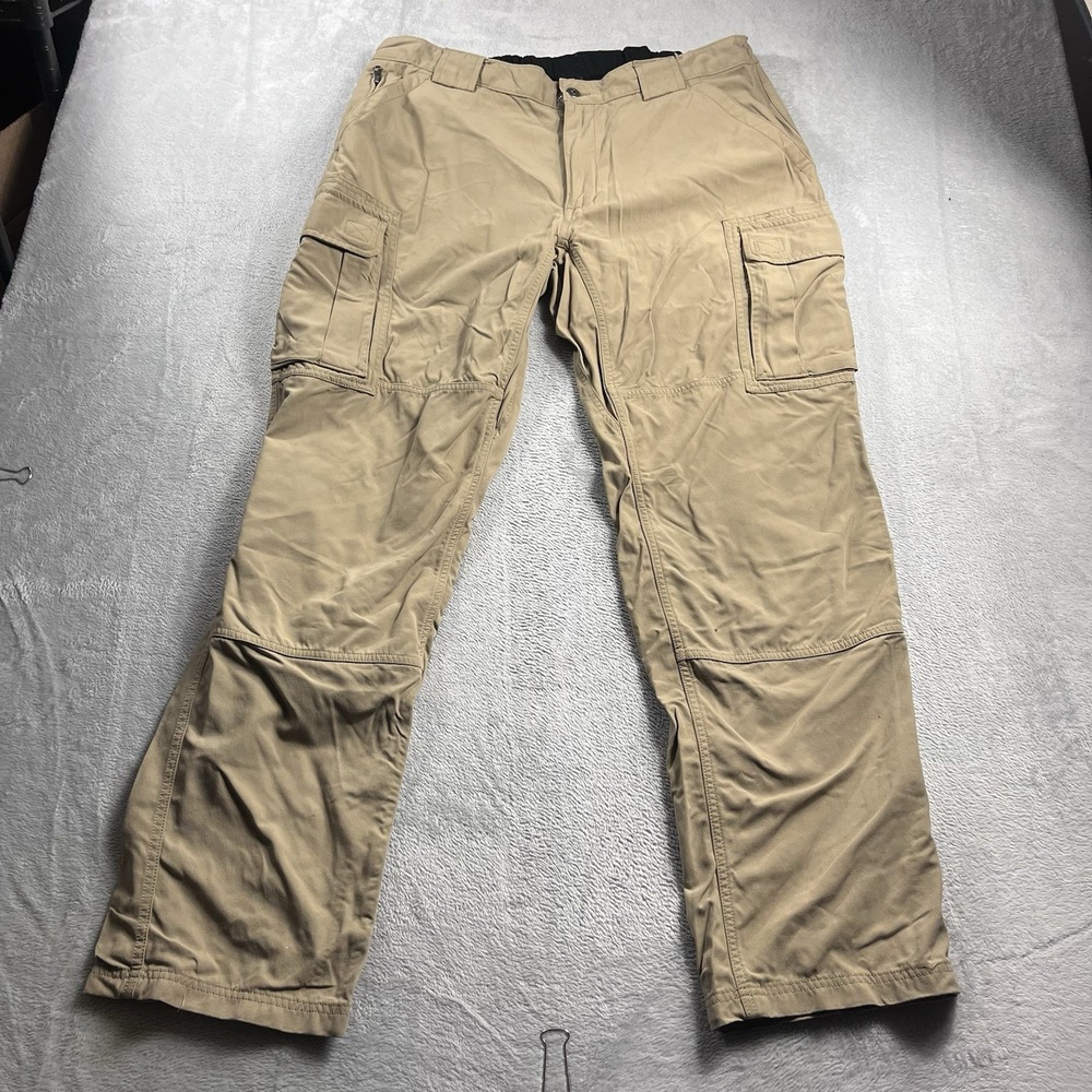 Duluth Trading Pants Mens XL x 32* Smoky Tan Flex Dry On The Fly Relaxed Fit